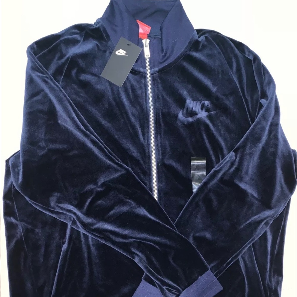 Nike Velour Track Jacket Navy Blue Men Size XL